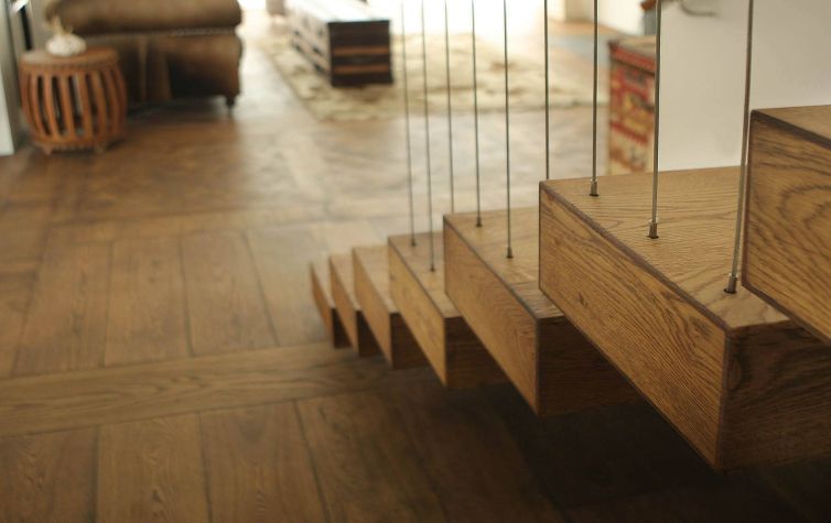Broad Beach Parquet Recycled Timber Oak Stairs